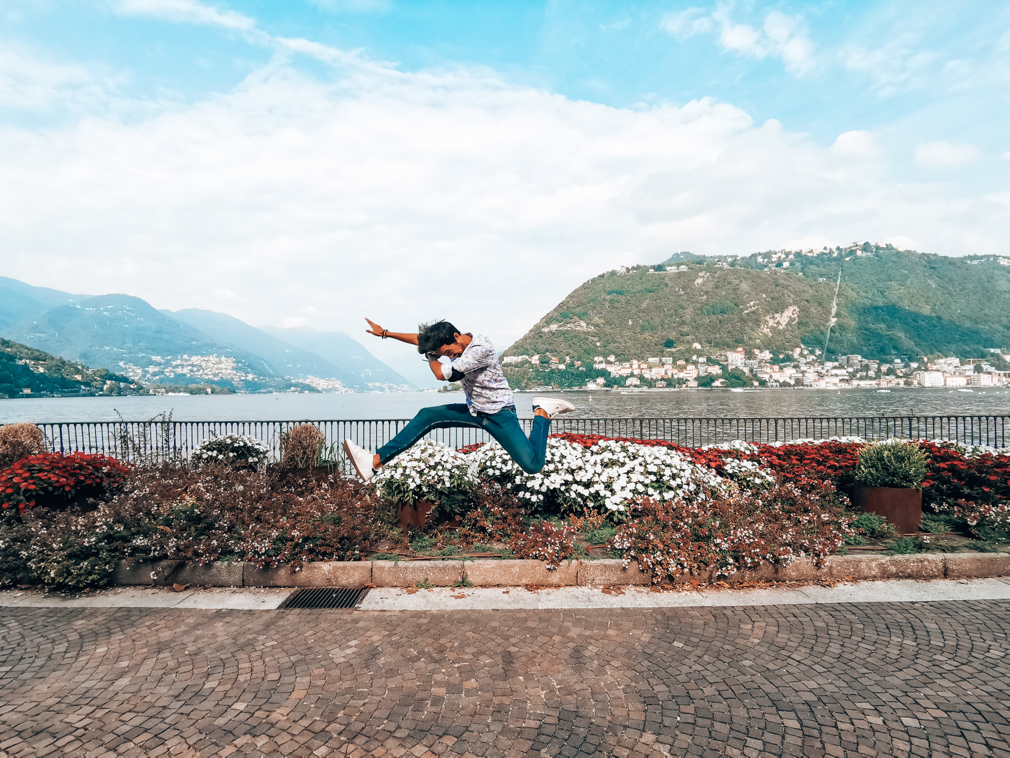 Jumping man at Como lake.